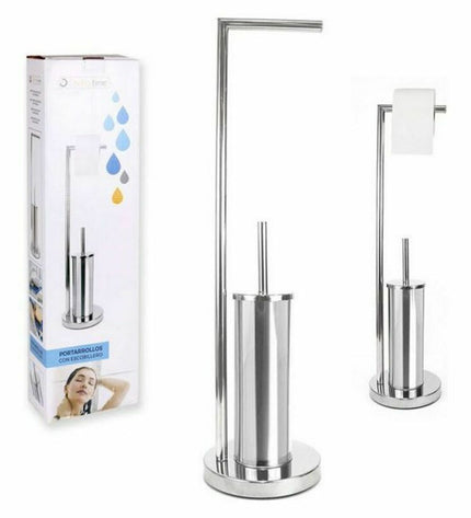 Confortime toilet paper holder with brush stand, 18.5 x 74 cm, for bathroom use, shown in the product image.