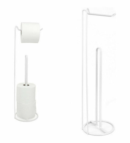 Confortime white toilet paper holder for bathroom, 15x15x54 cm, with 12 units, mounted on a bathroom wall.