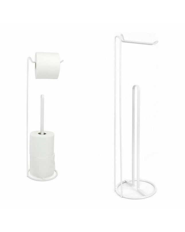 Confortime white toilet paper holder for bathroom, 15x15x54 cm, with 12 units, mounted on a bathroom wall.