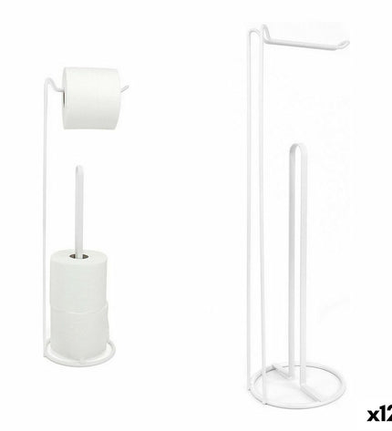 Confortime white toilet paper holder with 15x15x54 cm dimensions, shown mounted on bathroom wall with 12 pieces included