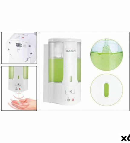 Electric wall-mounted soap dispenser by Basic Home, 400 ml capacity, suitable for bathroom and kitchen use, six units included.