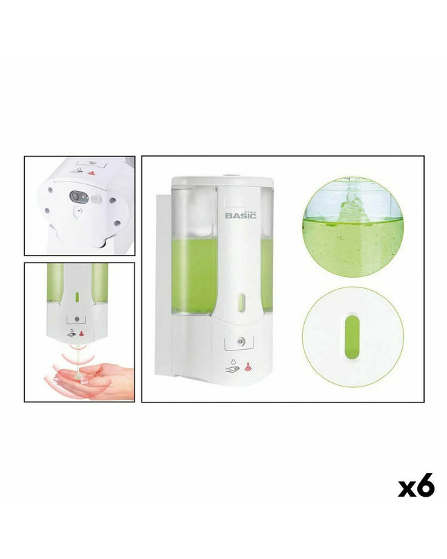Electric wall-mounted soap dispenser by Basic Home, 400 ml capacity, suitable for bathroom and kitchen use, six units included.