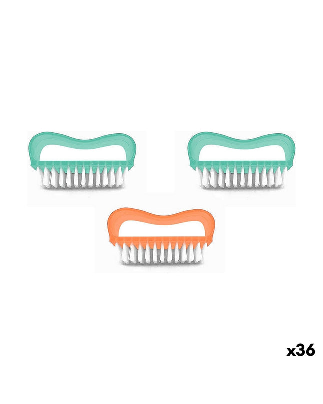 Set of 36 plastic cleaning brushes, 8 cm each, with three parts, designed for home, cooking, and cleaning tasks, by BigBuy Home.