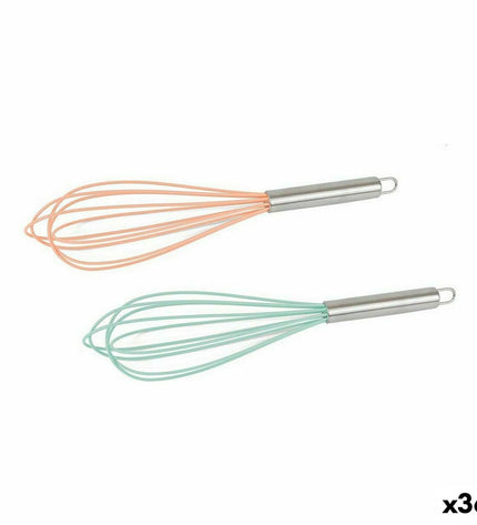 Silver BigBuy Home hand blender with stainless steel body, compact kitchen appliance for blending and mixing.