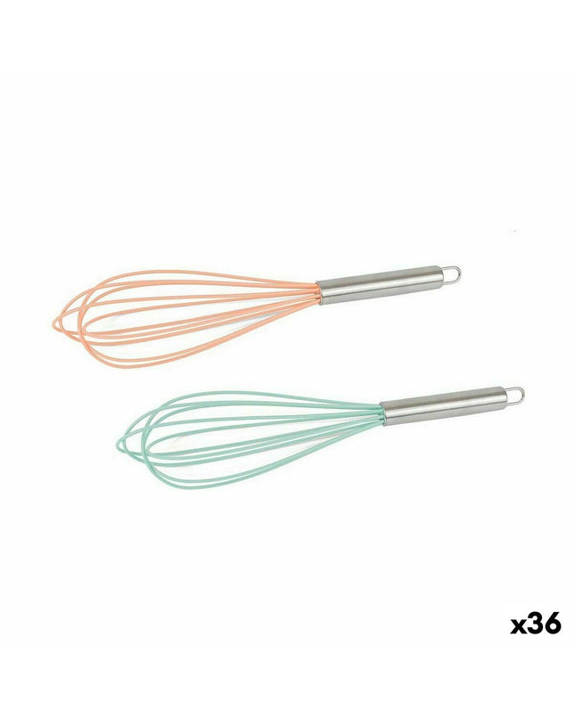 Silver BigBuy Home hand blender with stainless steel body, compact kitchen appliance for blending and mixing.