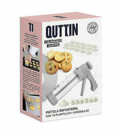Quttin koekjespers set with 16 plus 6 cookie cutters for baking and home cooking, featuring various shapes and sizes.