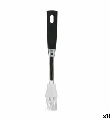 Set of 18 black Quttin silicone baking spatulas, 28x4 cm, 2 mm thick, ideal for cooking and baking tasks.