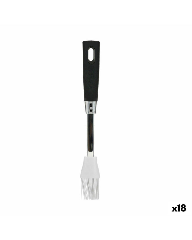 Set of 18 black Quttin silicone baking spatulas, 28x4 cm, 2 mm thick, ideal for cooking and baking tasks.