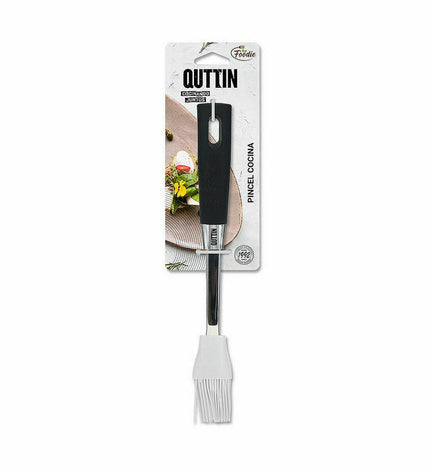 Set of 18 black silicone baking spatulas by Quttin, 28 x 4 cm, 2 mm thick, suitable for home baking and cooking.