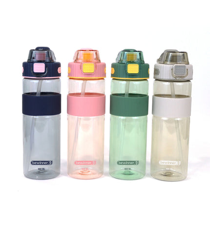 Bewinner 900 ml multicolour transparent water bottle for sports, outdoor activities, camping, and hiking.