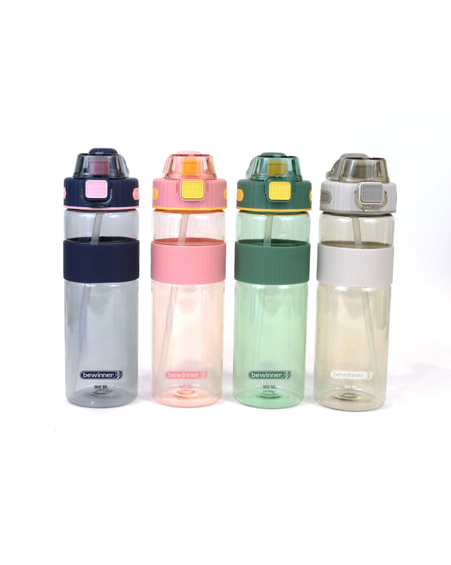 Bewinner 900 ml multicolour transparent water bottle for sports, outdoor activities, camping, and hiking.