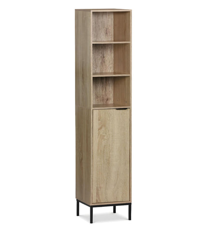 Brown bathroom wall cabinet by MobleKit with wood and metal finish, measuring 30x30x160 cm, designed for home and kitchen use