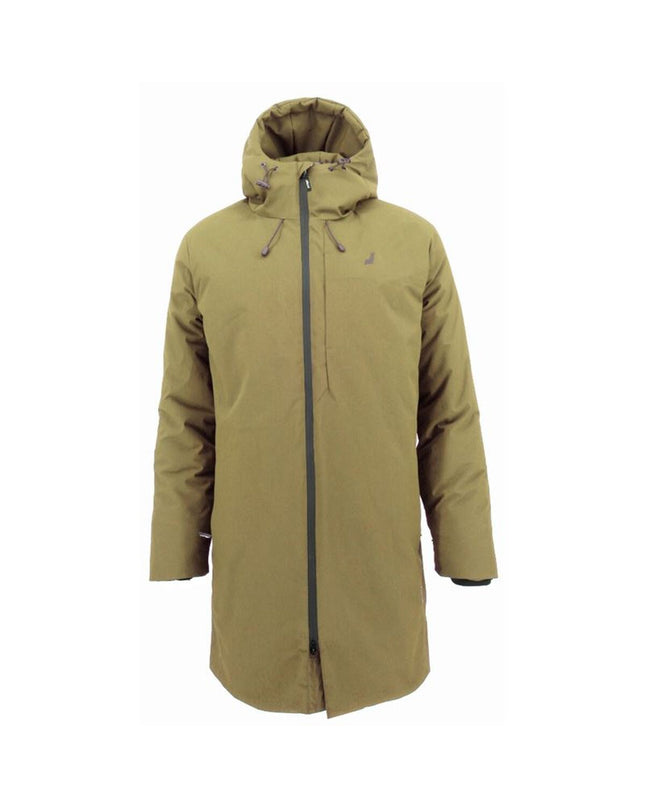 Joluvi Heat Stormy geel anorak, sport en outdoor kleding, close-up of bright yellow waterproof outdoor jacket with hood.