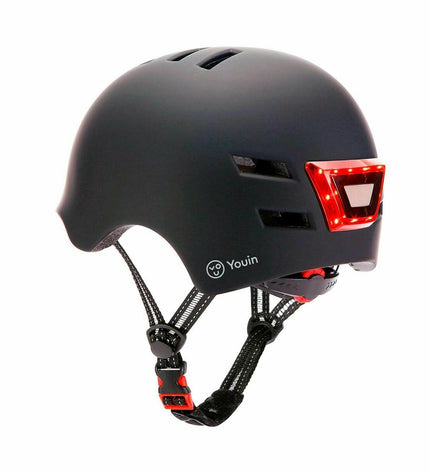 Black Youin MA1010M adult bike helmet for cycling, with adjustable straps and ventilation, designed for outdoor riding.