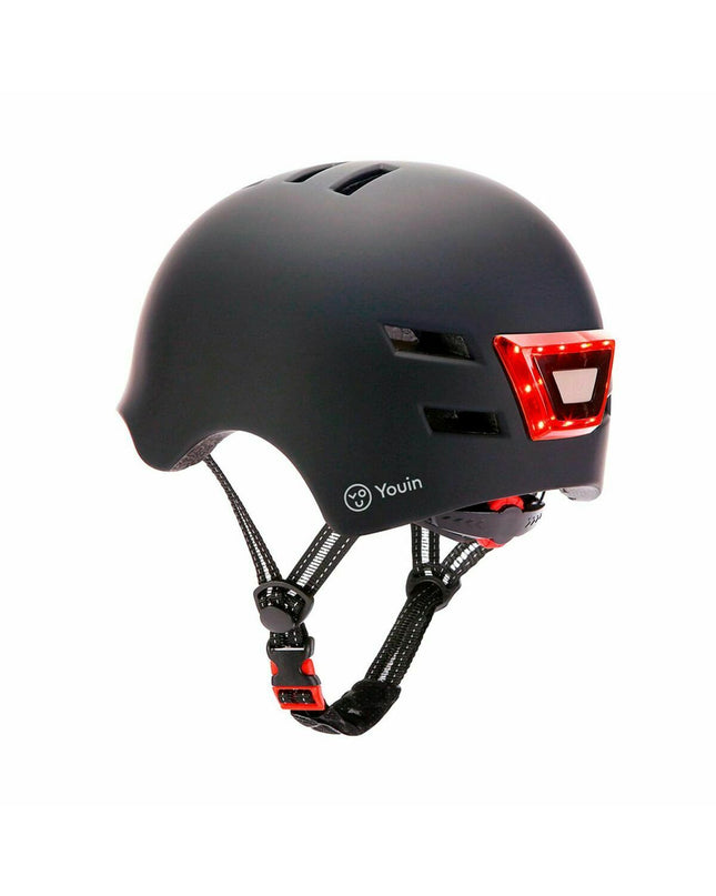 Black Youin MA1010M adult bike helmet for cycling, with adjustable straps and ventilation, designed for outdoor riding.