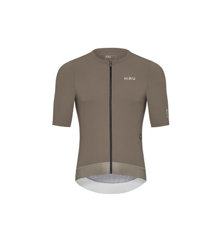 Dark brown Hiru Advanced cycling jersey for sport and outdoor riding, featuring technical fabric and a snug fit.