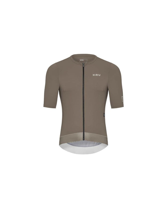 Dark brown Hiru Advanced cycling jersey for sport and outdoor riding, featuring technical fabric and a snug fit.