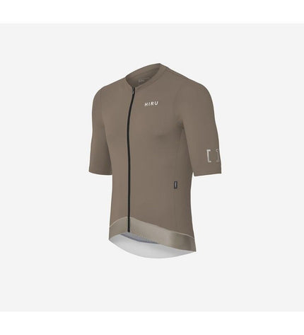 Hiru Wielertrui Hiru Advanced donkerbruin, sport en outdoor wielrennen jersey with long sleeves and breathable fabric.