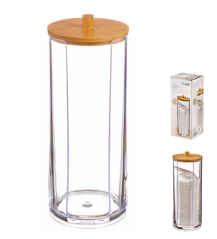 Bamboe doos met deksel voor wattenschijfjes, Ballete huis en koken bad product, 7,3 x 18,5 cm, elegant en functioneel.