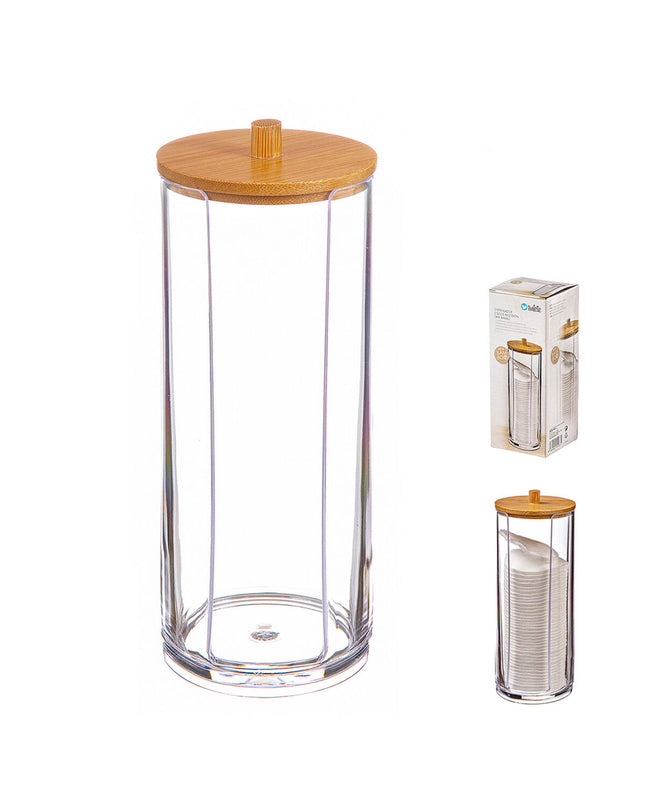 Bamboe doos met deksel voor wattenschijfjes, Ballete huis en koken bad product, 7,3 x 18,5 cm, elegant en functioneel.
