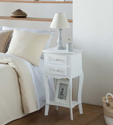 Alexandra House Living Nachtkastje in wit, 31x71x38 cm, modern bedside table with clean design for bedroom decor.