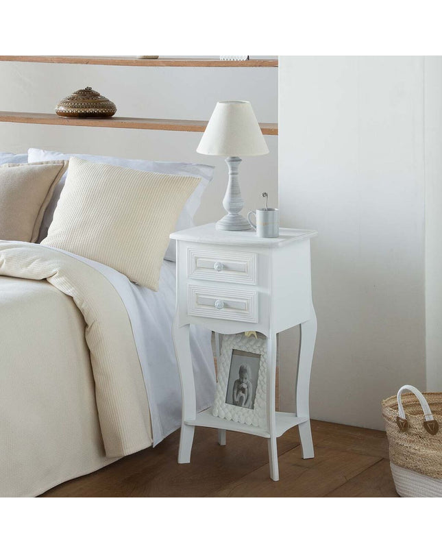Alexandra House Living Nachtkastje in wit, 31x71x38 cm, modern bedside table with clean design for bedroom decor.