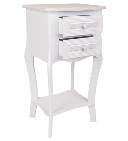 Alexandra House Living Nachtkastje in wit, 31x71x38 cm, modern bedside table with clean lines and wooden finish.