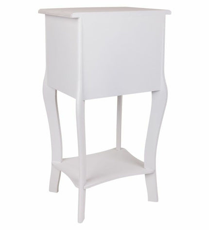 Alexandra House Living Nachtkastje in wit, 31x71x38 cm, modern bedside table with storage drawer for bedroom decor.