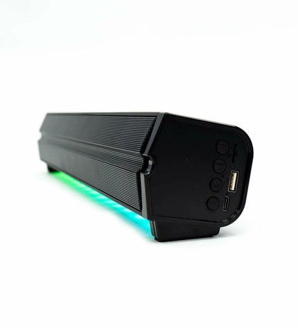 Wireless Woxter SO26-103 soundbar in black, sleek audio device with buttons and speaker grille for enhanced home audio.