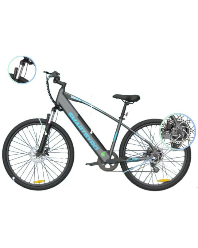 Smartgyro SENDA 2 electric bike in black with 27.5-inch wheels, 350W motor, 10000mAh battery, designed for sport and outdoor riding.