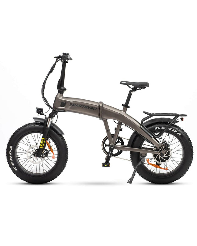 Smartgyro Rhino electric bicycle with 15000mAh battery, 250W motor, black 20-inch wheel, suitable for sport and outdoor cycling.