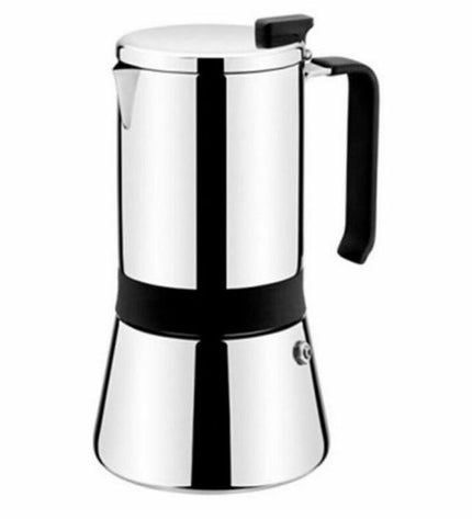 Monix Italiaanse koffiepot M770010 in roestvrij staal, grijs, 10 kopjes, 500 ml, suitable for brewing coffee at home.
