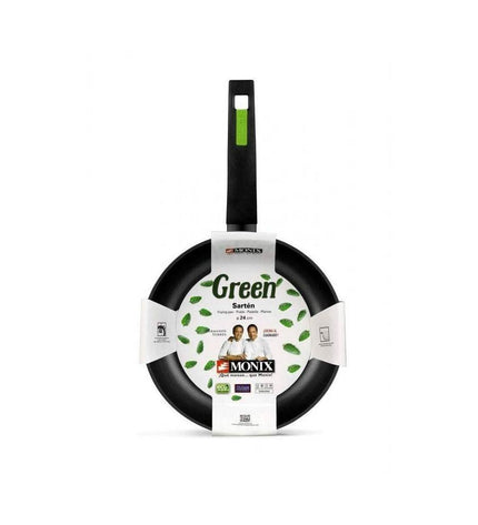 Monix Green 18cm metal and Bakelite pan for cooking, black and green color, with aluminium construction, kitchen cookware.