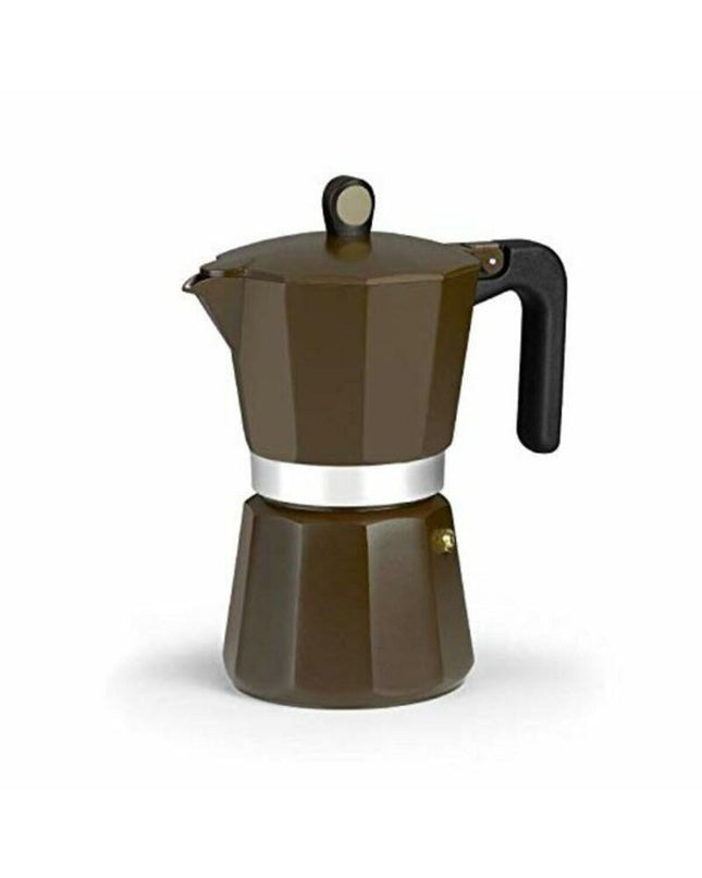Monix Italiaanse koffiepot New Cream for brewing espresso-style coffee, made of stainless steel with cream-colored finish.