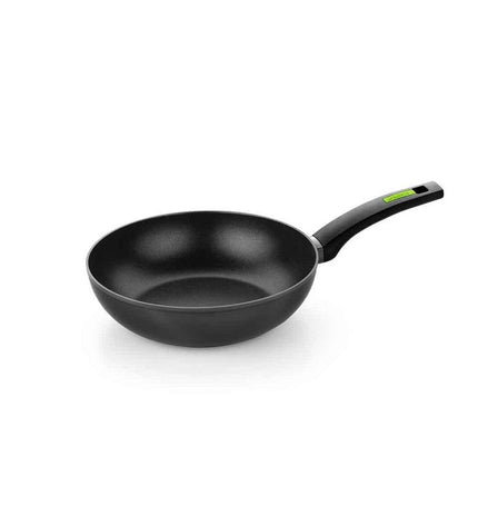 Monix M481124 black and gray aluminum saucepan with Bakelite handle, 24 cm diameter, suitable for household cooking and kitchen use.