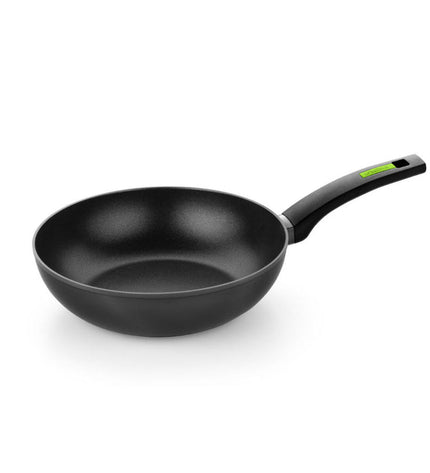 Monix M481124 black and gray aluminium pan with Bakelite handle, 24 cm diameter, suitable for cooking and kitchen use.