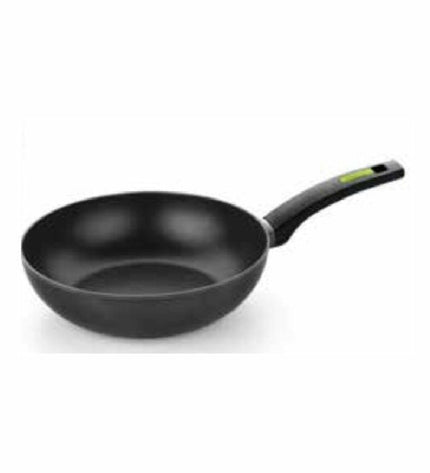 Monix M481124 black and gray aluminum frying pan with Bakelite handle, 24 cm diameter, suitable for house and kitchen cooking.