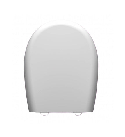 Prhie Volga white toilet seat for bathroom, showcasing smooth plastic surface and ergonomic design.