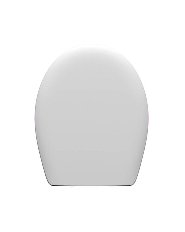 Prhie Prhie loira Wit toiletbril for bathroom, white plastic seat with smooth, modern design, shown in a bathroom setting.