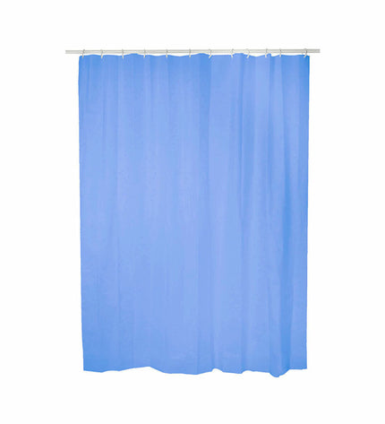 Blue PVC shower curtain by Exma, 140x180 cm, suitable for bathroom use, with a smooth, waterproof surface.