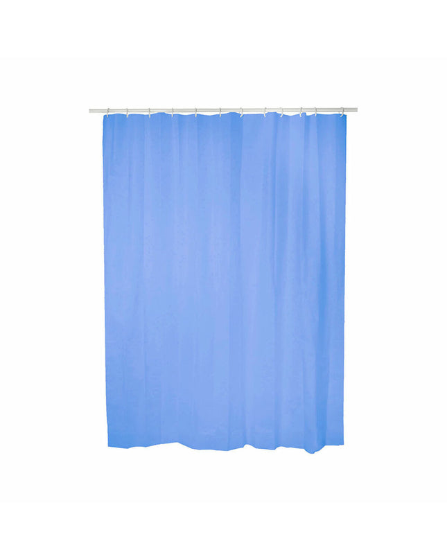 Blue PVC shower curtain by Exma, 140x180 cm, suitable for bathroom use, with a smooth, waterproof surface.