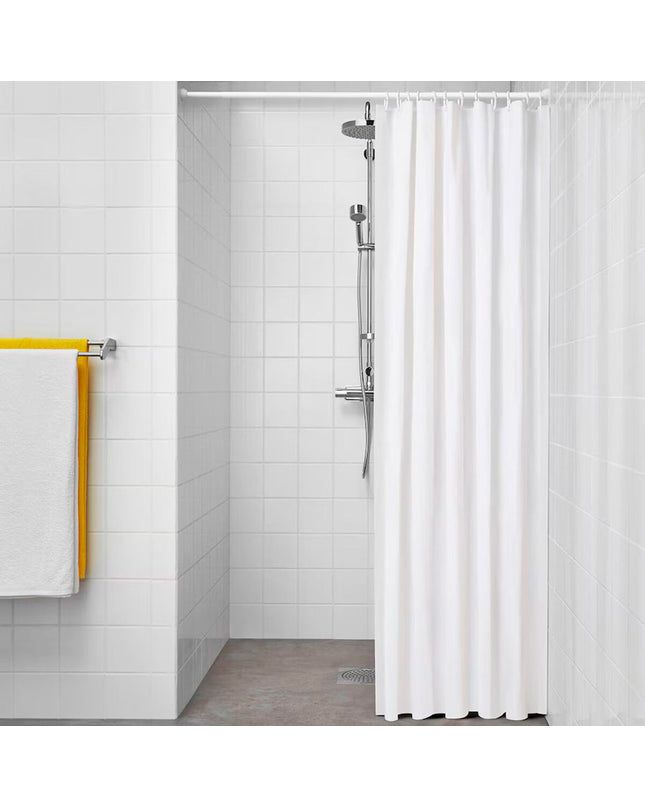 White PVC shower curtain by Exma, 180x180 cm, suitable for bathroom use, featuring a smooth, durable design.
