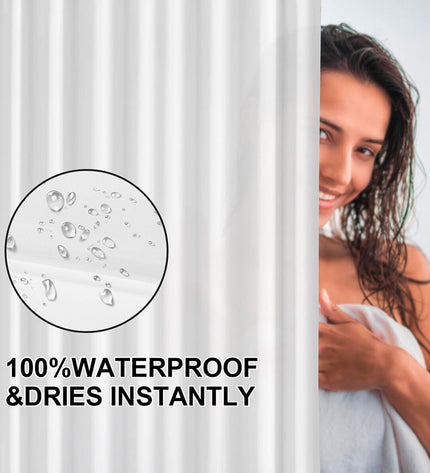 Exma white PVC shower curtain, 180x180 cm, suitable for bathroom decor and waterproof shower enclosure.