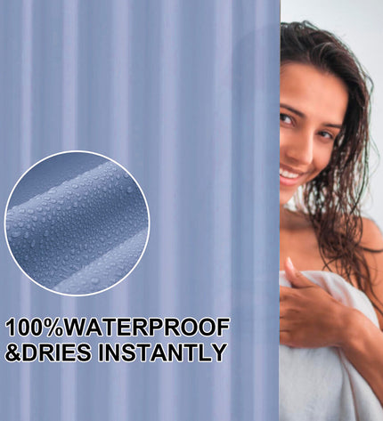 Blue PVC shower curtain by Exma, 180x180 cm, suitable for bathroom use, featuring a simple design for home and kitchen.