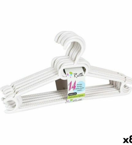 Set of 8 Dem Ruth plastic clothing hangers, 37x18.5x8 cm, ideal for wardrobe organization and storage.