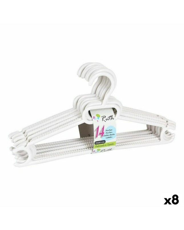 Set of 8 Dem Ruth plastic clothing hangers, 37x18.5x8 cm, ideal for wardrobe organization and storage.