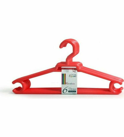 Set of 8 Confortime Rainbow plastic clothing hangers, 42 x 21 cm, ideal for home storage and organization.