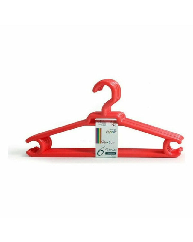 Set of 8 Confortime Rainbow plastic clothing hangers, 42 x 21 cm, ideal for home storage and organization.
