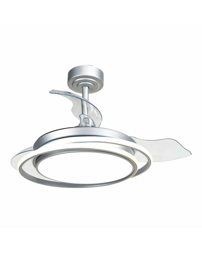 CristalRecord silver ceiling fan with 40cm diameter, 40W, modern design for home cooling and ventilation.