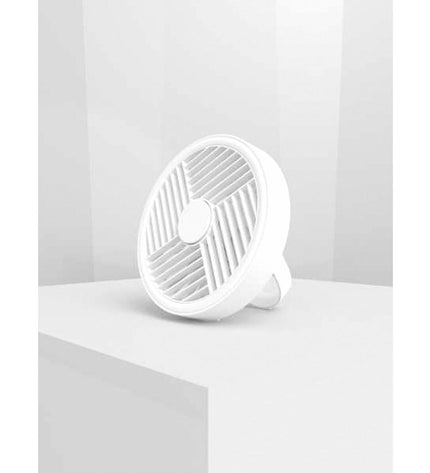 CristalRecord Tafelventilator CristalRecord Wit 5 W portable fan on a table, ideal for home and kitchen cooling.